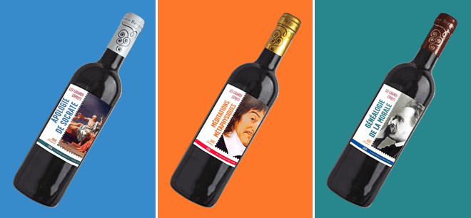 6 bouteilles = 2 x 3 (Socrate + Descartes + Nietzsche)
